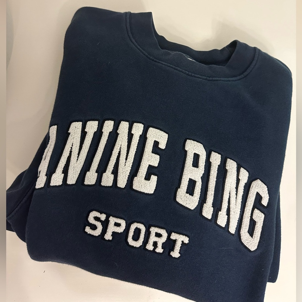Anine Bing Navy Sweatshirt with White Lettering